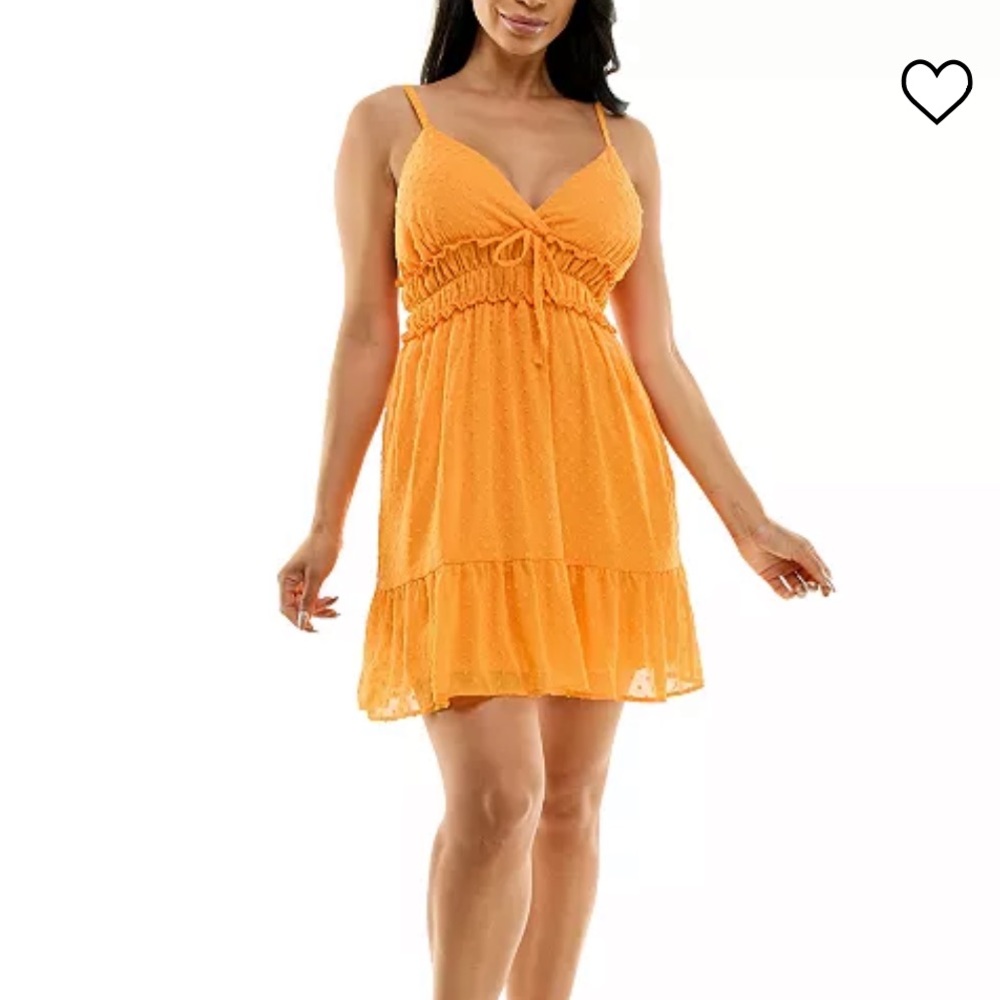 Fit & Flare Clip-Dot Mini Dress Orange